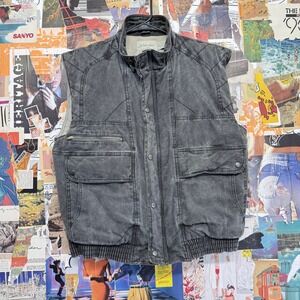 St Johns Bay Mens Medium Washed Denim Quilted Vest Puffer Gorpcore Utility